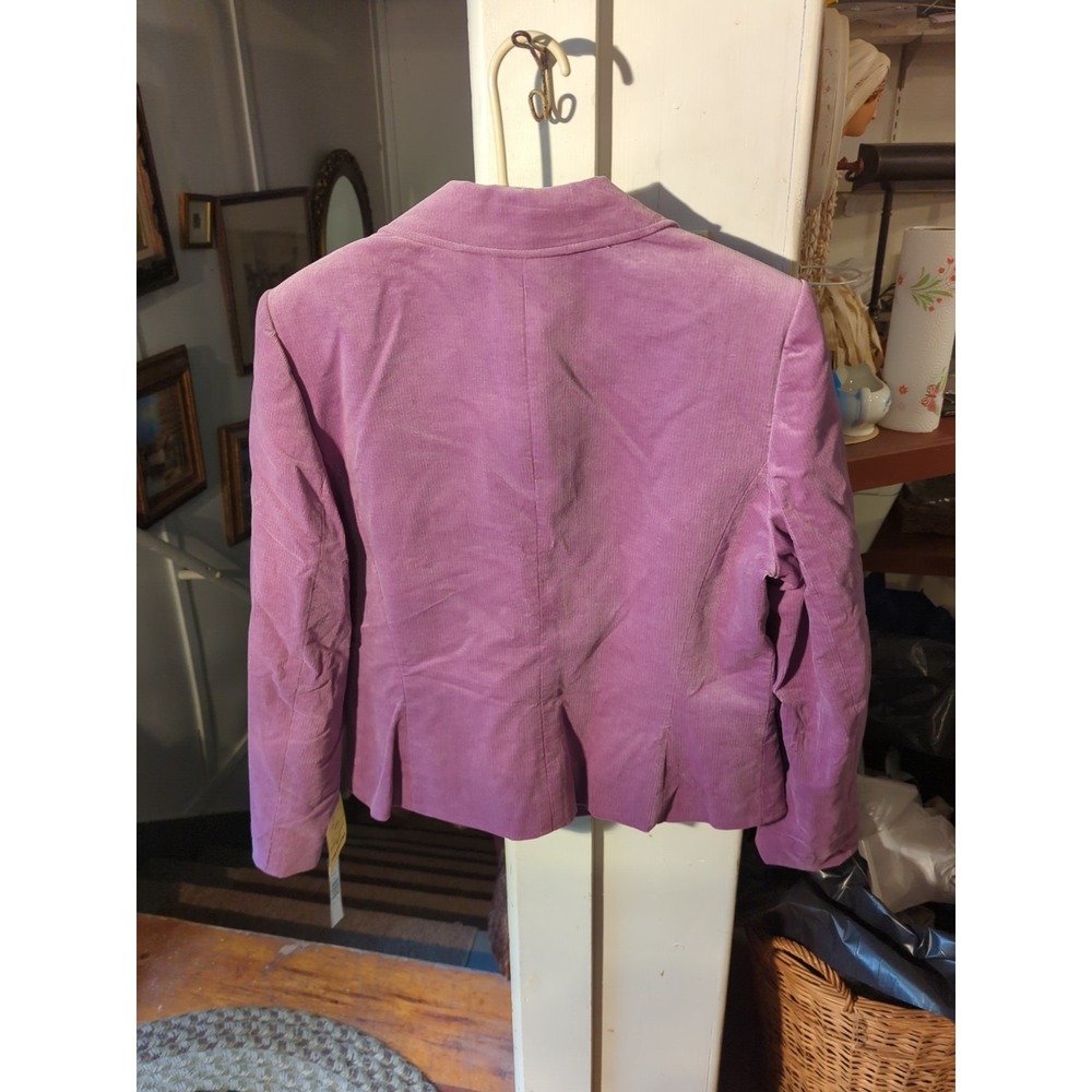 NWT Vintage Tahari Plum Purple Corduroy Blazer Stud Accents Size L Modern READ! - Picture 9 of 13